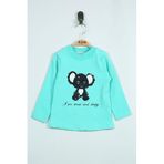 TOONTOY Kız Bebek Panda Nakışlı T-Shirt Mint Yeşili 1 Yaş, 1 Yaş, 11656-, Mint Yeşili, Kız bebek