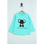 TOONTOY Kız Bebek Panda Nakışlı T-Shirt Mint Yeşili 6 Ay, 6 Ay, 11656-, Mint Yeşili, Kız bebek