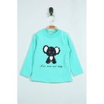 Toontoy Kız Bebek Panda Nakışlı T-Shirt Mint Yeşili 9 AY