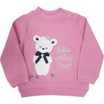 Toontoy Kız Bebek Sweatshirt Hello Winter Time Ayıcık Nakışlı - 12 Ay - 80Cm Boy - 1 Yaş - Pembe