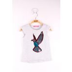 Toontoy Kız Bebek Tişört Pullu Kuş Baskı Gri Melanj 6 AY