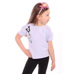 Toontoy Kız Bebek Varaklı Kelebek Baskılı Tişört Mavi 4 YAŞ
