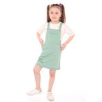 TOONTOY Kız Çocuk 2li Salopetli Takım, 6-7 Yaş, 22420, Yeşil, kız-çocuk