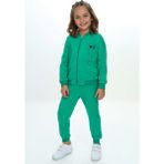 Toontoy Kız Çocuk 2'li Takım Baskılı Bisiklet Yaka Kolu Fırfırlı Sweatshirt & Beli Paçası Lastikli Cepli Jogger Eşofman Altı - 2 Iplik - Çimen Yeşili - 4