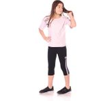 Toontoy Kız Çocuk 2'li Takım Baskılı Bisiklet Yaka T-Shirt & Beli Lastikli Crop Tayt - Açık Lila - 8 - 9 Yaş
