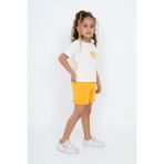 Toontoy Kız Çocuk 2'li Takım Baskılı Bisiklet Yaka T-Shirt & Beli Lastikli Şort - Ekru - 4