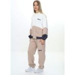 Toontoy Kız Çocuk 2'li Takım Baskılı Dik Yaka Fermuarlı Sweatshirt & Beli Paçası Lastikli Cepli Jogger Eşofman Altı - Renk Bloklu 3 Iplik Şardonlu - Bej - 8 - 9 Yaş