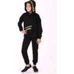 Toontoy Kız Çocuk 2'li Takım Baskılı Kapüşonlu Torba Cepli Asimetrik Sweatshirt & Beli Paçası Lastikli Cepli Jogger Eşofman Altı - 2 Ipilk - Siyah - 10-11