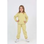 Toontoy Kız Çocuk 2'li Takım Bisiklet Yaka Sweatshirt & Beli Paçası Lastikli Cepli Jogger Eşofman Altı - 3 Iplik Şardonlu - Açık Yeşil - 5