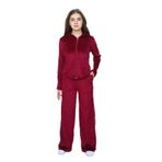 TOONTOY Kız Çocuk 2'li Takım Fermuarlı Kapüşonlu Cepli Sweatshirt & Beli Lastikli Bol Paça Cepli Eşofman, 12-13 Yaş, 24961, Bordo, kız-çocuk
