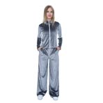 TOONTOY Kız Çocuk 2'li Takım Fermuarlı Kapüşonlu Cepli Sweatshirt & Beli Lastikli Bol Paça Cepli Eşofman, 13-14 Yaş, 24962, Gri, kız-çocuk