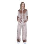 TOONTOY Kız Çocuk 2'li Takım Fermuarlı Kapüşonlu Cepli Sweatshirt & Beli Lastikli Bol Paça Cepli Eşofman, 13-14 Yaş, 24962, Kahve, kız-çocuk