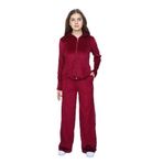 TOONTOY Kız Çocuk 2'li Takım Fermuarlı Kapüşonlu Cepli Sweatshirt & Beli Lastikli Bol Paça Cepli Eşofman, 8-9 Yaş, 24961, Bordo, kız-çocuk