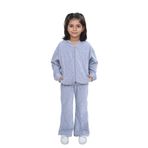 TOONTOY Kız Çocuk 2'li Takım Kapüşonlu Fermuarlı Cepli Sweatshirt & Beli Lastikli Bol Paça Eşofman, 6 Yaş, 24839, Gri Melanj, kız-çocuk