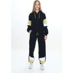 Toontoy Kız Çocuk 2'li Takım Kapüşonlu Fermuarlı Sweatshirt & Beli Paçası Lastikli Jogger Eşofman Altı - Garni Detaylı & 3 Iplik Şardonlu - Siyah - 10 - 11 Yaş