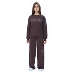 TOONTOY Kız Çocuk 2'li Takım Taş İşlemeli Bisiklet Yaka Sweatshirt Bol Paça Cepli Eşofman Altı 12 Yaş, 12 Yaş, 24950, Kahve, kız-çocuk