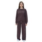 TOONTOY Kız Çocuk 2'li Takım Taş İşlemeli Bisiklet Yaka Sweatshirt Bol Paça Cepli Eşofman Altı 14 Yaş, 14 Yaş, 24950, Kahve, kız-çocuk