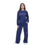 TOONTOY Kız Çocuk 2'li Takım Taş İşlemeli Bisiklet Yaka Sweatshirt Bol Paça Cepli Eşofman Altı İndigo 10 Yaş, 10 Yaş, 24950, İndigo, kız-çocuk