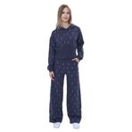 TOONTOY Kız Çocuk 2'li Takım Taş İşlemeli Kapüşonlu Sweatshirt & Beli Lastikli Bol Paça Cepli Eşofman, 8 Yaş, 24949, Füme, kız-çocuk