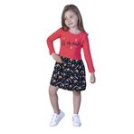 Toontoy Kız Çocuk All The Best Baskılı Elbise Nar Çiçeği 4 YAŞ