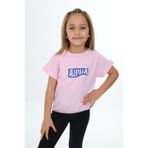 Toontoy Kız Çocuk Aloha Baskılı Tişört Açık Pembe 5 YAŞ