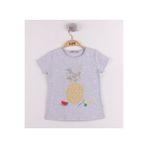 TOONTOY Kız Çocuk Ananas Baskılı Tişört Gri Melanj 1 Yaş, 1 Yaş, 10790-1, Gri Melanj, Kız bebek