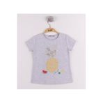 TOONTOY Kız Çocuk Ananas Baskılı Tişört Gri Melanj 2-4 Yaş, 2-4 Yaş, 10790-1, Gri Melanj, Kız Çocuklar