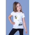 Toontoy Kız Çocuk Arı Baskılı Tişört - 3 Yaş - Ekru