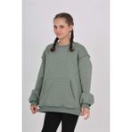 Toontoy Kız Çocuk Arka Eva Nakışlı Sweatshırt - Koyu Yeşil - 8 - 9 Yaş