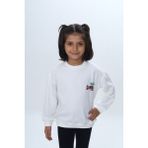 Toontoy Kız Çocuk Arka Kol Baskılı Çiçekli Sweatshirt - Ekru - 5 Yaş