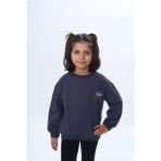 Toontoy Kız Çocuk Arka Kol Baskılı Çiçekli Sweatshirt - Füme - 6 Yaş