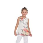 Toontoy Kız Çocuk Atlet Most Chic Girl Baskılı - Ekru - 5 Yaş