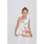 Toontoy Kız Çocuk Atlet Most Chic Girl Baskılı - Ekru - 8 Yaş
