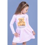 Toontoy Kız Çocuk Ayıcık Baskılı Elbise Açık Pembe 1 YAŞ