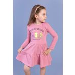 Toontoy Kız Çocuk Ayıcık Baskılı Elbise Gül Kurusu 1 YAŞ