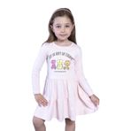Toontoy Kız Çocuk Ayıcık Baskılı Elbise Pudra 2 YAŞ