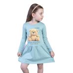 Toontoy Kız Çocuk Ayıcık Baskılı Elbise Yeşil 1 YAŞ