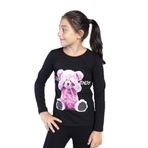 Toontoy Kız Çocuk Ayıcık Baskılı Tişört Siyah 8 YAŞ