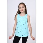 Toontoy Kız Çocuk Baskılı Atlet Su Yeşili 6-7 YAŞ