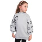Toontoy Kız Çocuk Baskılı Balon Kol Sweatshirt - 4 Yaş - Yeşil