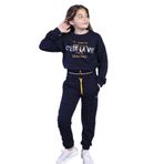 Toontoy Kız Çocuk Baskılı Beli Lastikli Eşofman Takımı Lacivert 6-7 YAŞ