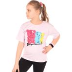 Toontoy Kız Çocuk Baskılı Bisiklet Yaka Kısa Kollu Tişört - Açık Lila - 12 - 13 Yaş