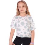 Toontoy Kız Çocuk Baskılı Bisiklet Yaka Kısa Kollu Tişört - Açık Yeşil - 6 - 7 Yaş