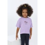 Toontoy Kız Çocuk Baskılı Bisiklet Yaka Kısa Kollu Tişört - Lila - 3