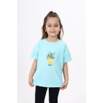 Toontoy Kız Çocuk Baskılı Bisiklet Yaka Kısa Kollu Tişört - Mint Yeşili - 2