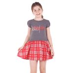 TOONTOY Kız Çocuk Baskılı Desenli Elbise, 7 Yaş, 10910-, Antrasit Melanj, Kız Çocuklar