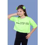 Toontoy Kız Çocuk Baskılı Düşük Kol Crop Tişört