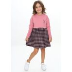 Toontoy Kız Çocuk Baskılı Elbise - 2 Yaş - Gül Kurusu