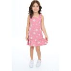 Toontoy Kız Çocuk Baskılı Elbise - 3 Yaş - Gül Kurusu