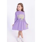 Toontoy Kız Çocuk Baskılı Elbise - 4 Yaş - Lila